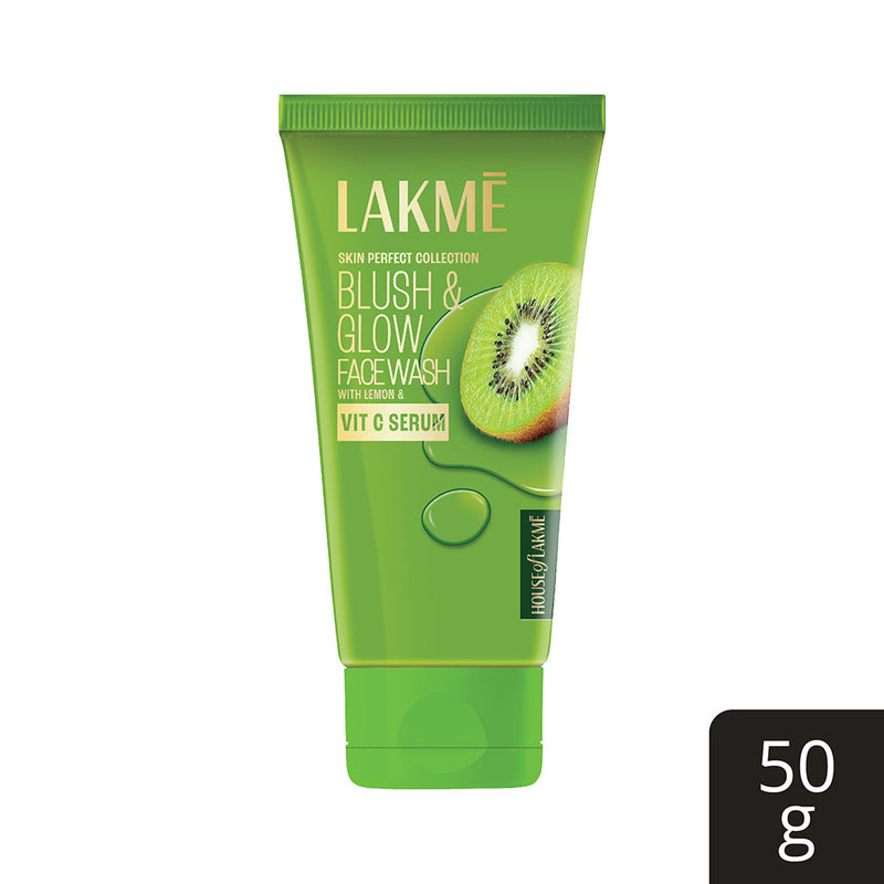 Lakmē Blush & Glow Refreshing Kiwi Facewash, with Vitamin C Serum, 50gm