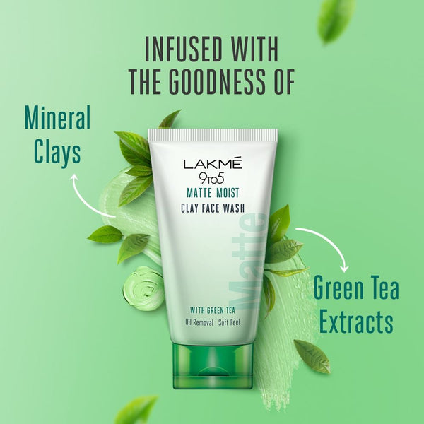 Lakmē 9to5 Matte Moist Clay Facewash, 50g
