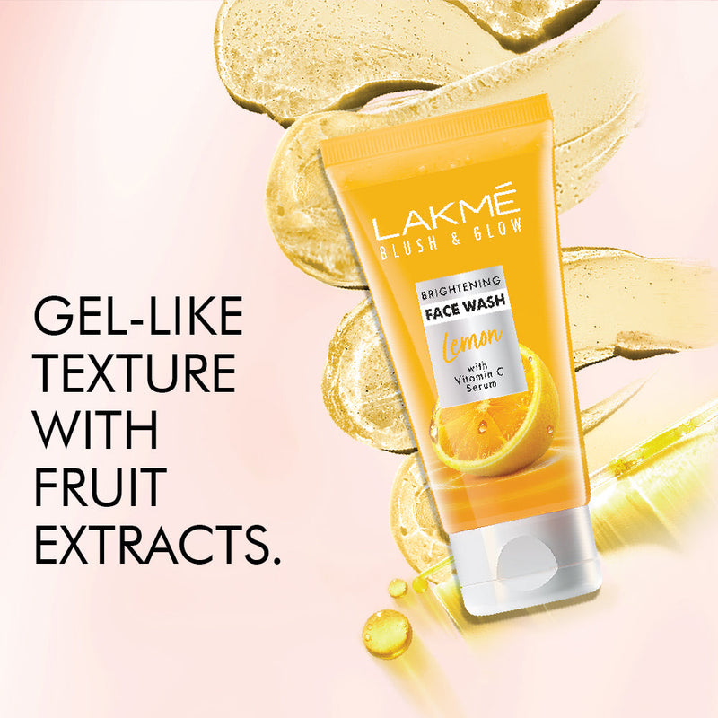 Lakmē Blush & Glow Brightening Face Wash with Vitamin C Serum and Lemon Fruit Extracts, 150gm