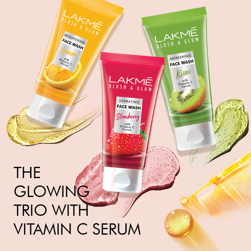 Lakmē Blush & Glow Brightening Face Wash with Vitamin C Serum and Lemon Fruit Extracts, 150gm